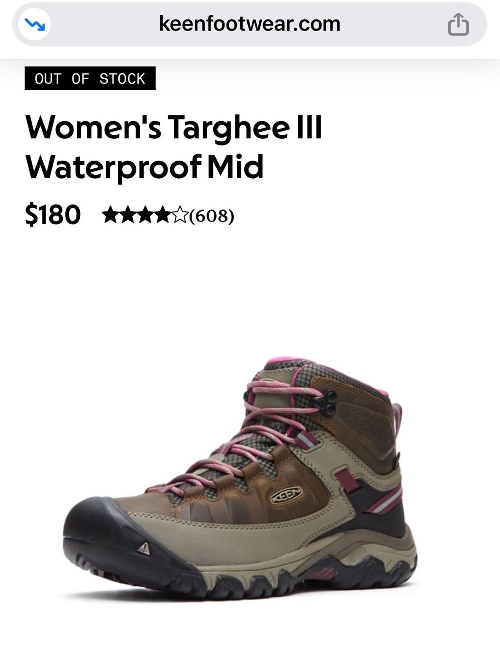 EUC KEEN Women's Targhee III Mid Waterproof Hiking Boots size 8 - Picture 8 of 8